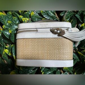Kate Spade Rose Small Convertible Crossbody Straw Optic White PXRUA286